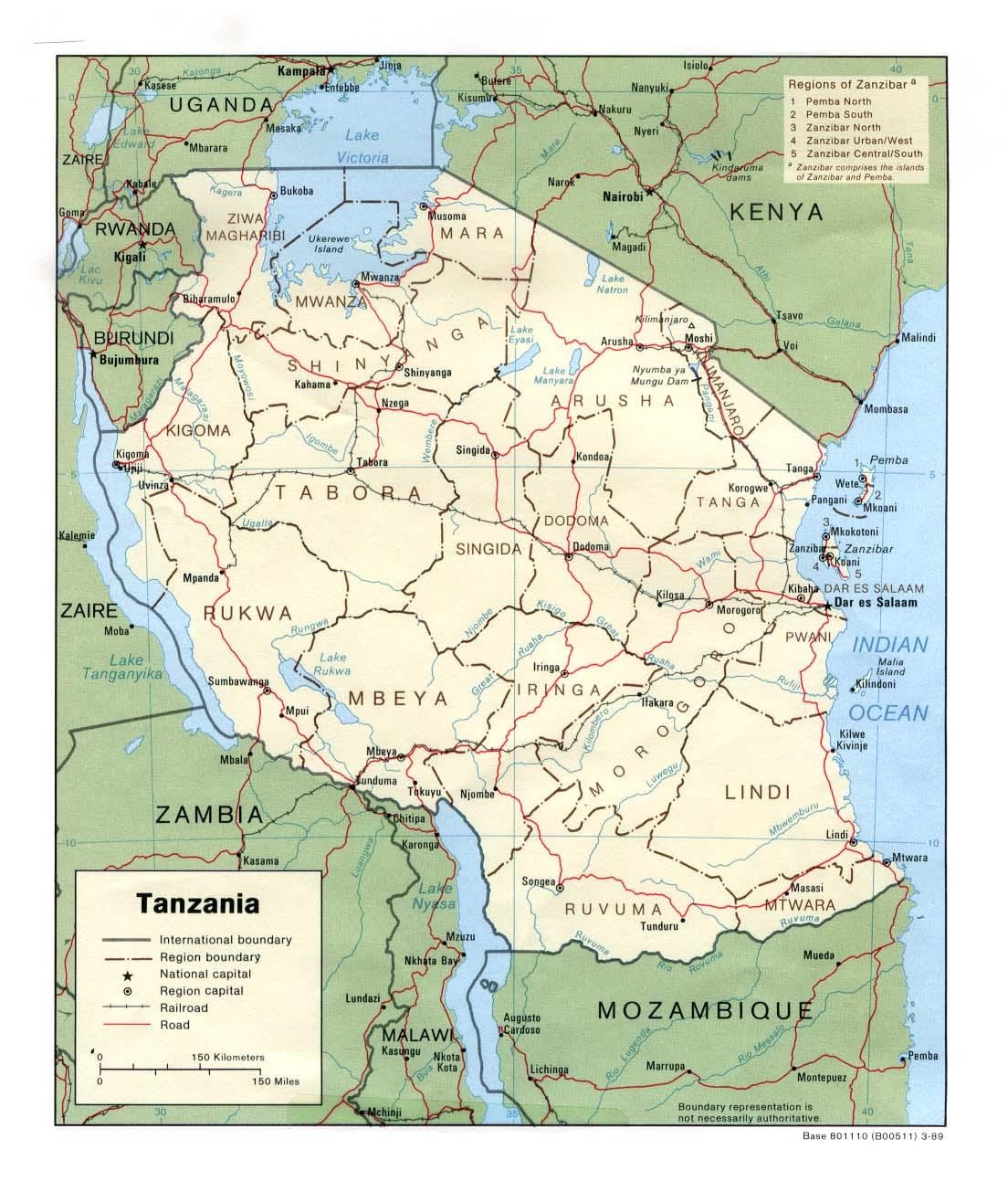 Карта історичних місць в Танзанії