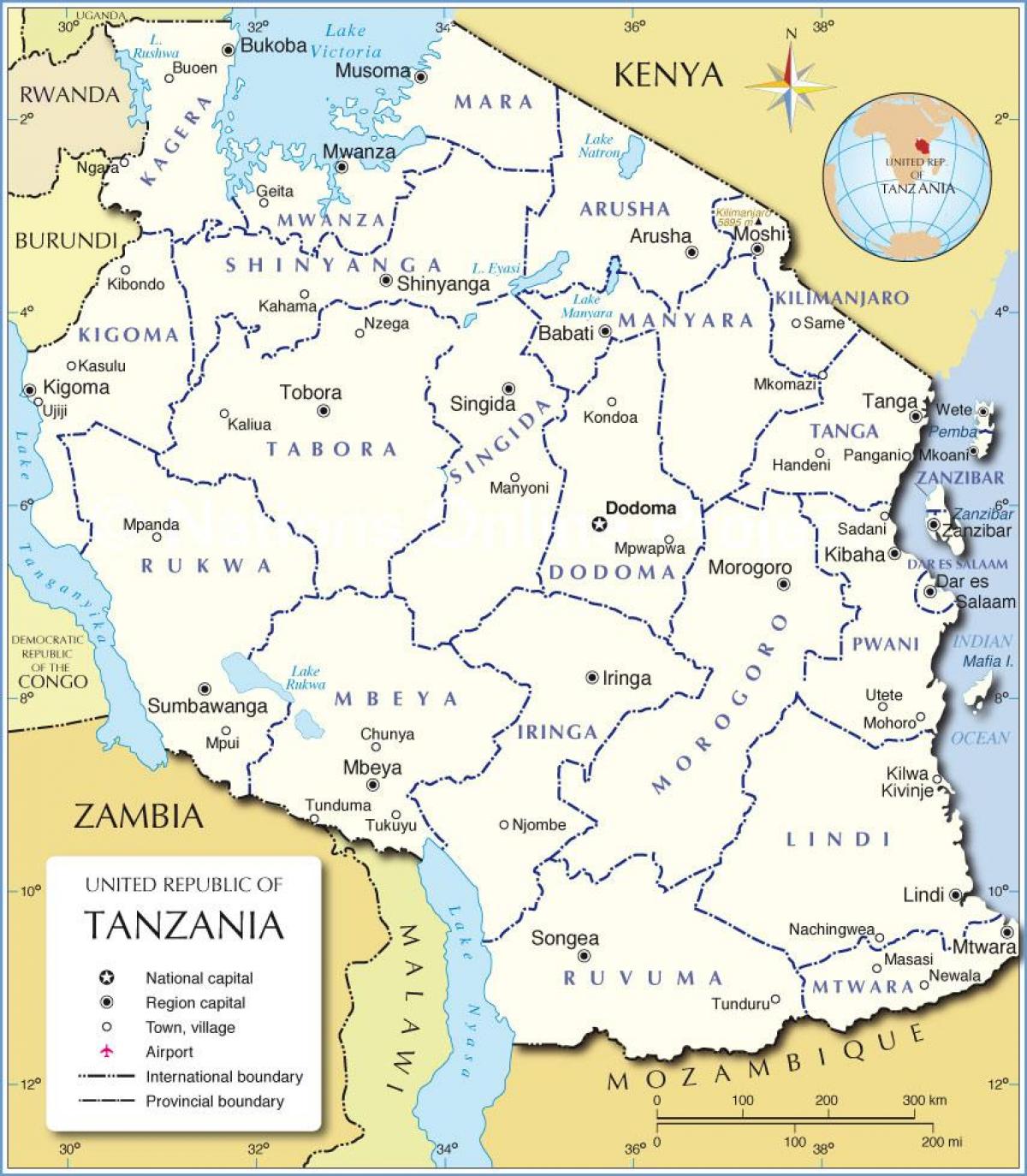 Карта Танзанії район