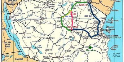 Дорожня мережа Танзанії на карті