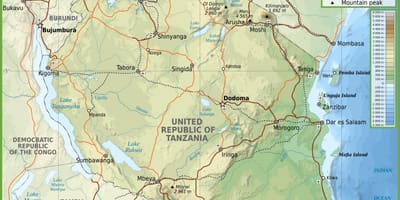 Дорожня карта Танзанії кілометрів