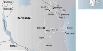 Карта золотих копалень в Танзанії 