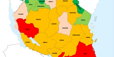 Щільність населення Танзанії на карті