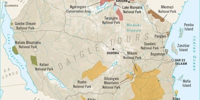 Карта Танзанія сафарі 