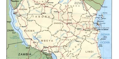 Карта історичних місць в Танзанії