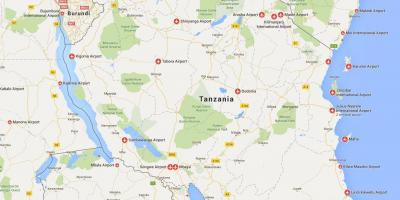 Карта аеропорти Танзанії 